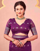 Dark Purple Organza Woven Saree