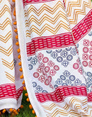 Off White Chanderi Printed Saree
