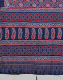 Navy Blue Satin Printed Saree