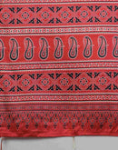 Red Satin Printed Saree