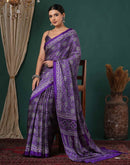 Violet Satin Printed Saree