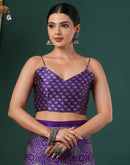 Violet Satin Printed Saree