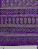 Violet Satin Printed Saree