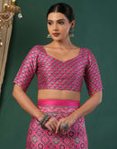 Pink Satin Printed Saree
