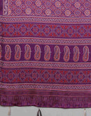 Dark Purple Satin Printed Saree