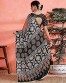 Brown Satin Printed Saree