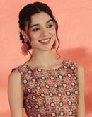 Orange Satin Printed Saree