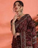 Maroon Silk Woven Saree