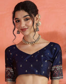 Navy Blue Silk Woven Saree