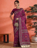 Dark Rani Pink Silk Woven Saree