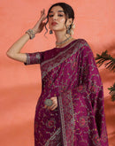 Dark Rani Pink Silk Woven Saree