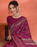 Dark Rani Pink Silk Woven Saree