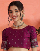 Dark Rani Pink Silk Woven Saree
