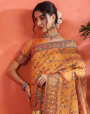 Pastel Orange Silk Woven Saree