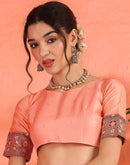 Peach Silk Woven Saree