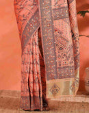 Peach Silk Woven Saree