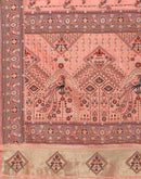 Peach Silk Woven Saree