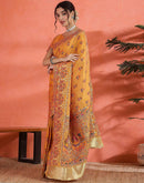 Pastel Orange Silk Woven Saree