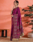 Dark Rani Pink Silk Woven Saree