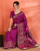 Dark Rani Pink Silk Woven Saree