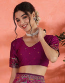 Dark Rani Pink Silk Woven Saree