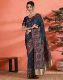 Rama Blue Silk Woven Saree