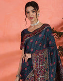 Rama Blue Silk Woven Saree