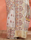 Off White Silk Woven Saree