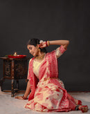 Cream Silk Woven Durga Puja Saree