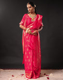 Rani Pink Silk Woven Banarasi Durga Puja Saree