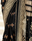 Shweta Tiwari Midnight Black Foil Silk Saree