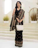 Shweta Tiwari Midnight Black Foil Silk Saree