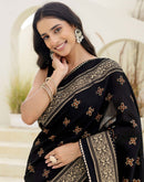 Shweta Tiwari Midnight Black Foil Silk Saree