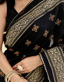 Shweta Tiwari Midnight Black Foil Silk Saree
