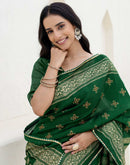 Green Silk Foil Printed Saree