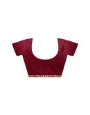 Maroon Silk Foil Printed Saree
