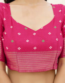 Rani Pink Silk Printed Patola Saree