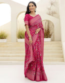 Rani Pink Silk Printed Patola Saree