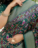Dark Green Silk Printed Patola Saree