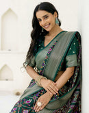 Dark Green Silk Printed Patola Saree