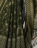 Mehndi Green Georgette Foil Printed Saree