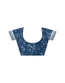 Navy Blue Linen Printed Saree