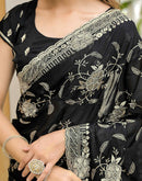 Black Georgette Embroidery Saree