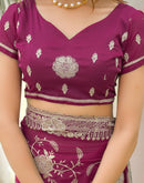 Rani Pink Georgette Embroidery Saree