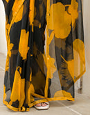 Black Chiffon Printed Saree