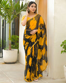 Black Chiffon Printed Saree