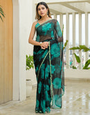 Black Chiffon Printed Saree