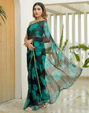 Black Chiffon Printed Saree