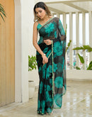 Black Chiffon Printed Saree
