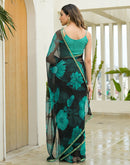 Black Chiffon Printed Saree